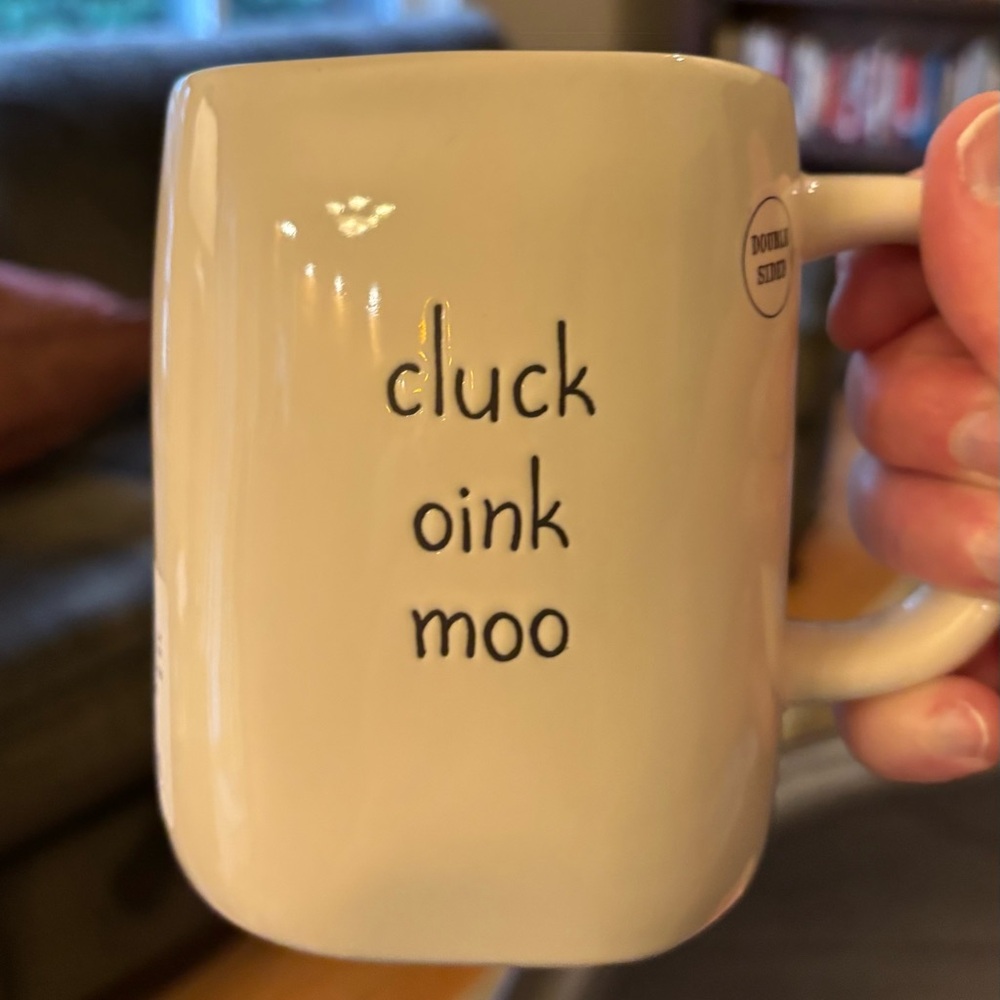 Rae Dunn Cluck Oink Moo Double Sided Mug - Picture 2 of 4